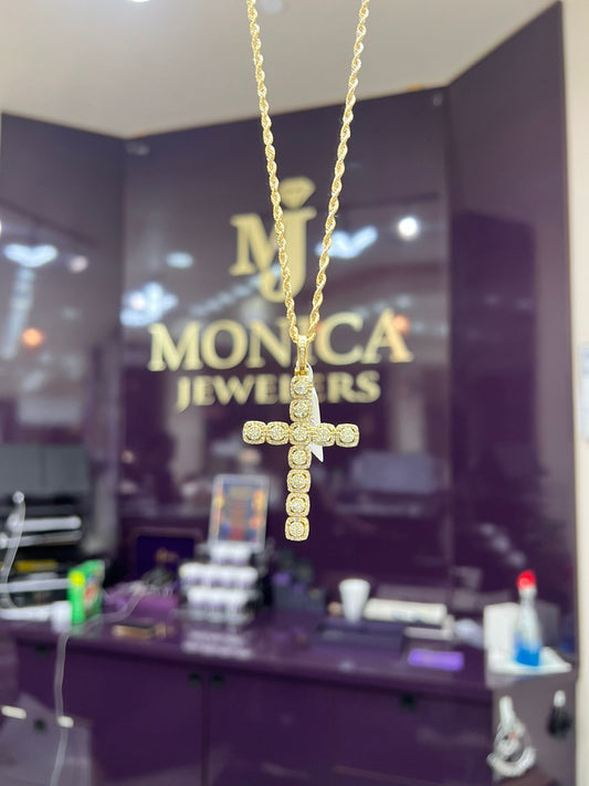 10k yellow gold 2ctw Gora Diamond Cross Pendant