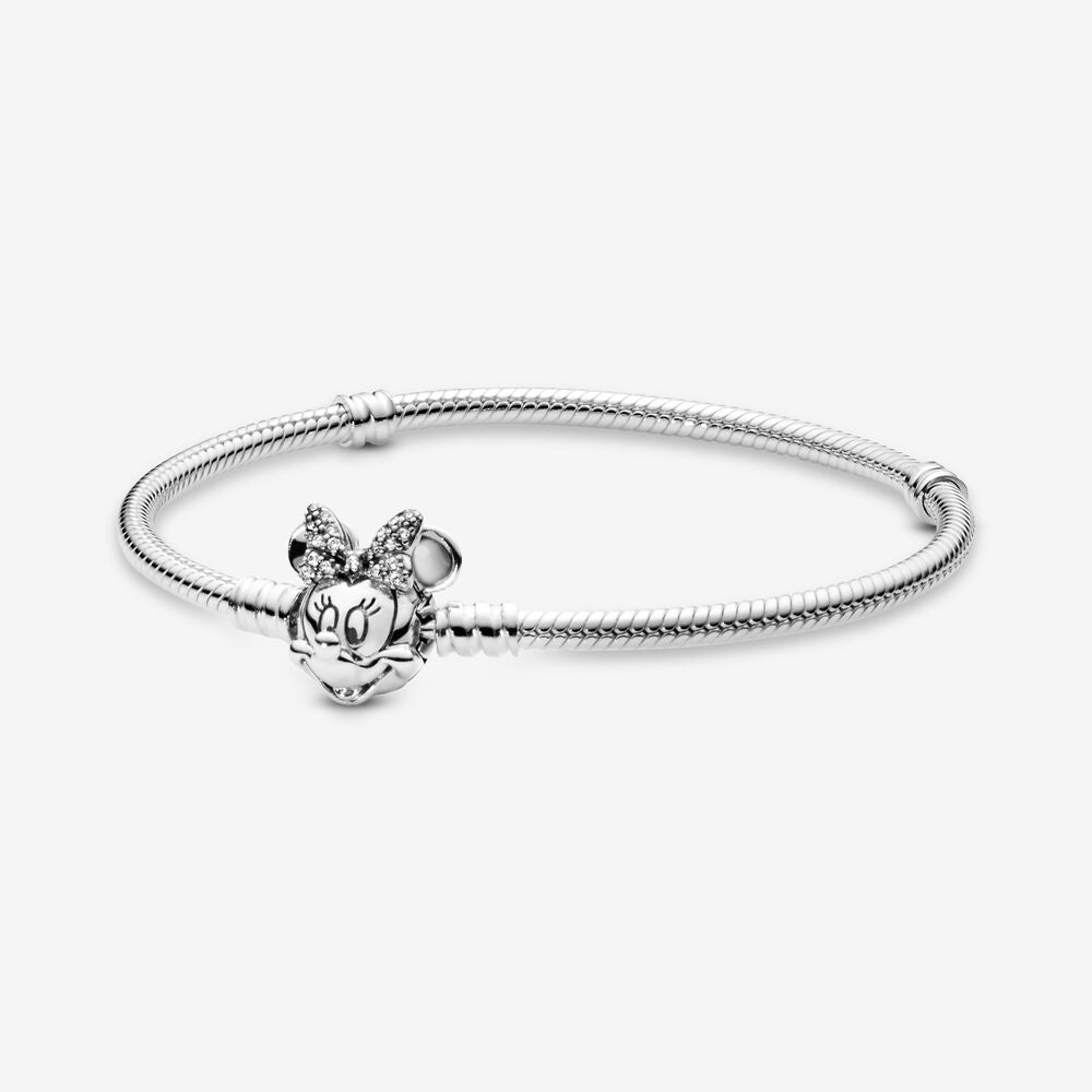 Disney Pandora Moments Pavé Minnie Mouse Clasp Snake Chain Bracelet