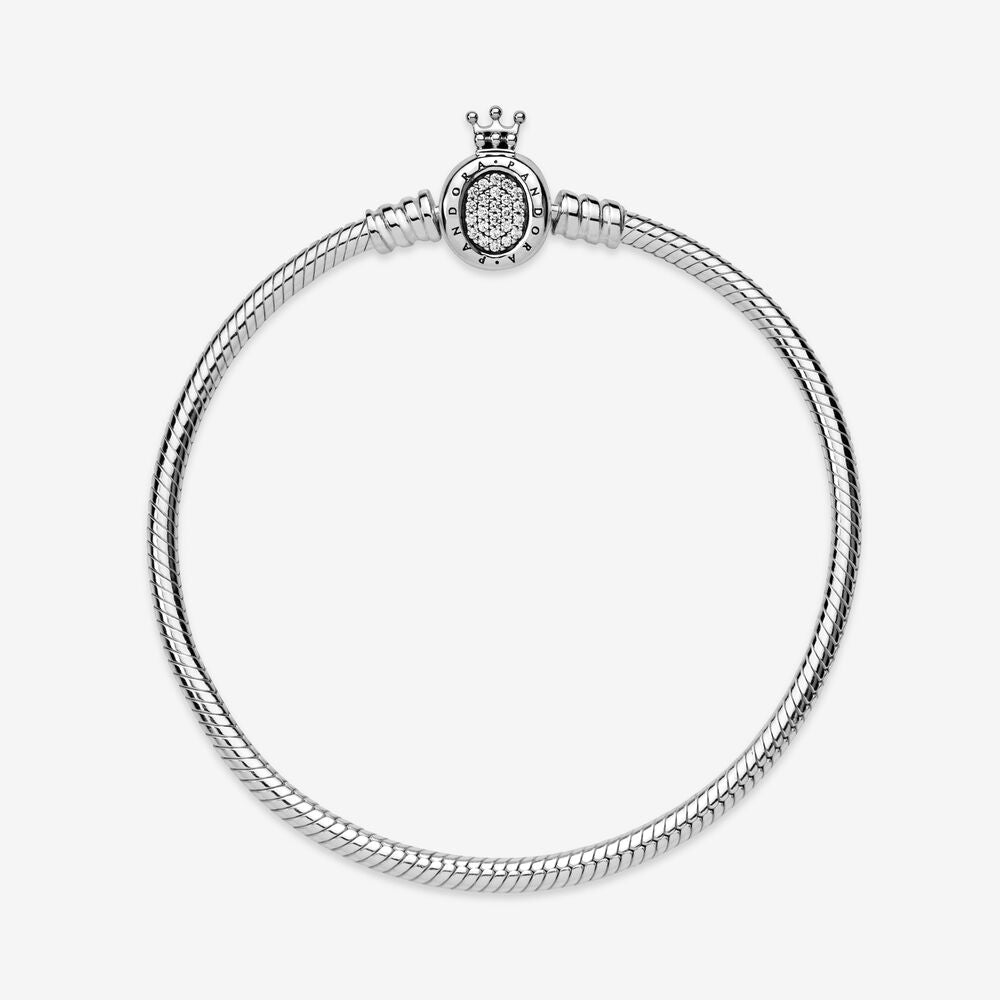 Pandora Moments Crown O Clasp Snake Chain Bracelet Silver Bracelets Monica Jewelers