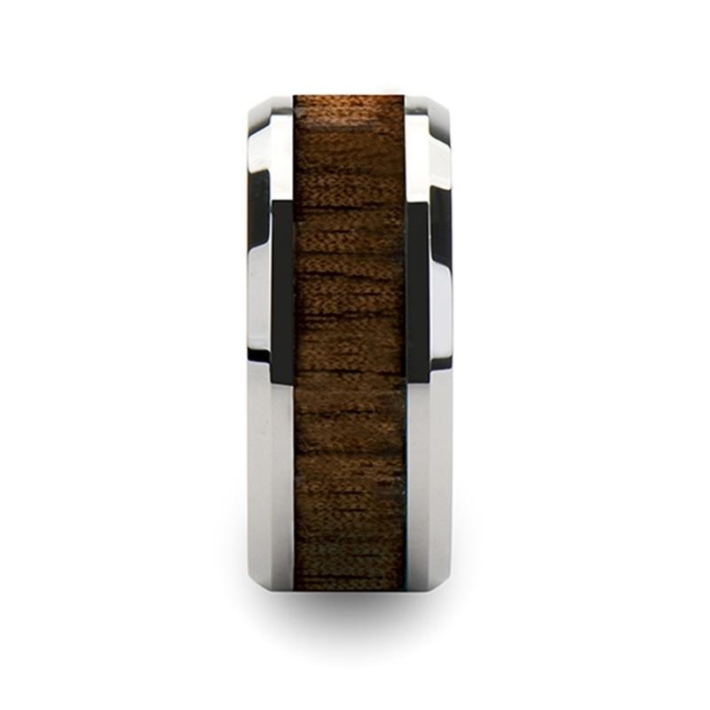 Tungsten Wood Ring - Redwood Inlay - Tungsten Wedding Band - Polished Finish - 4mm - 6mm - 7mm - 8mm - 10mm - 12mm - Tungsten Wedding Ring