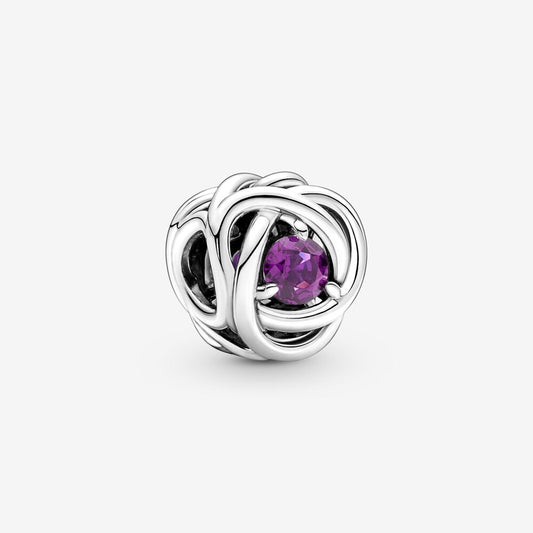 February Purple Eternity Circle Charm
