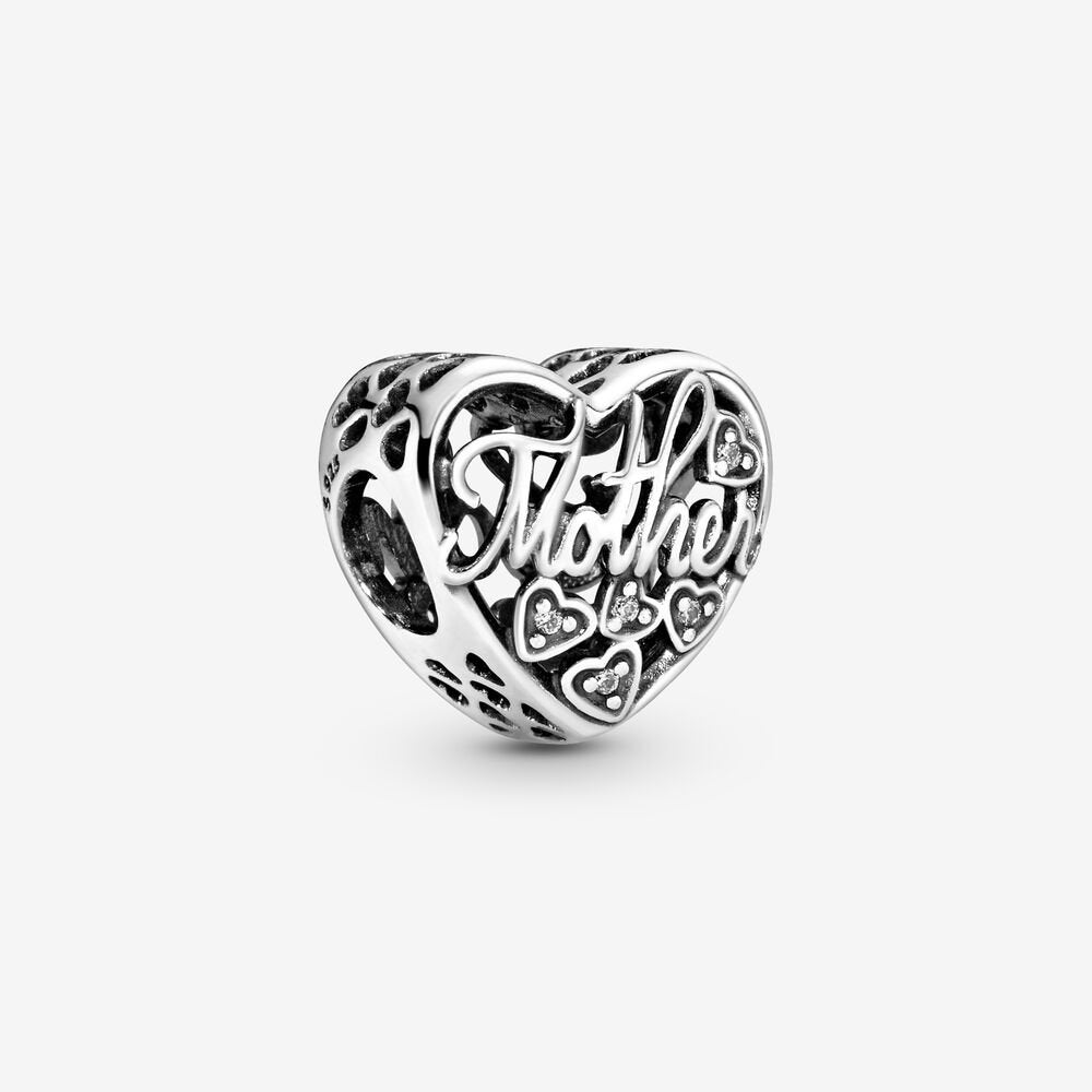 Mother and Son Script Openwork Charm