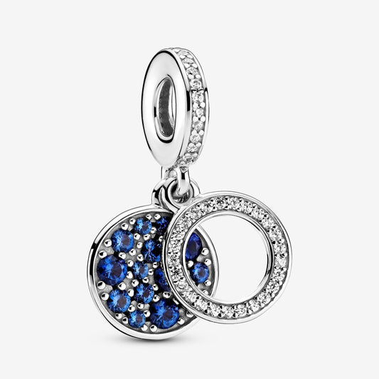 Sparkling Blue Disc Double Dangle Charm