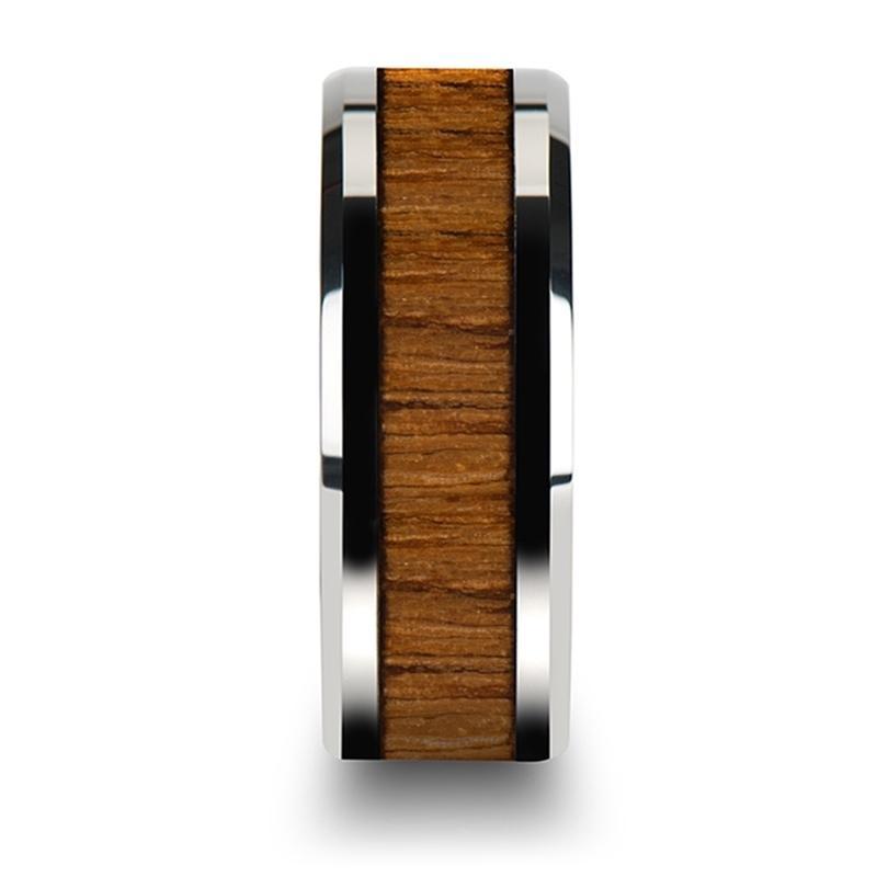 Tungsten Wood Ring - Teak Wood  - Tungsten Wedding Band - Polished Finish - 6mm - 8mm - 10mm - Tungsten Wedding Ring