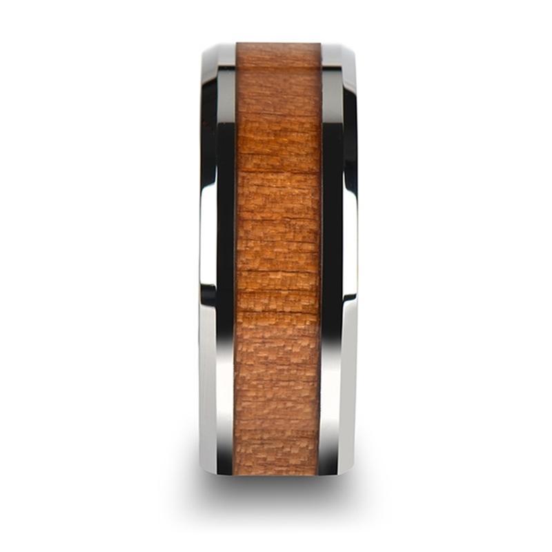 Tungsten Wood Ring - Black Cherry Wood - Tungsten Wedding Band - Polished Finish - 6mm - 8mm - 10mm - Tungsten Wedding Ring