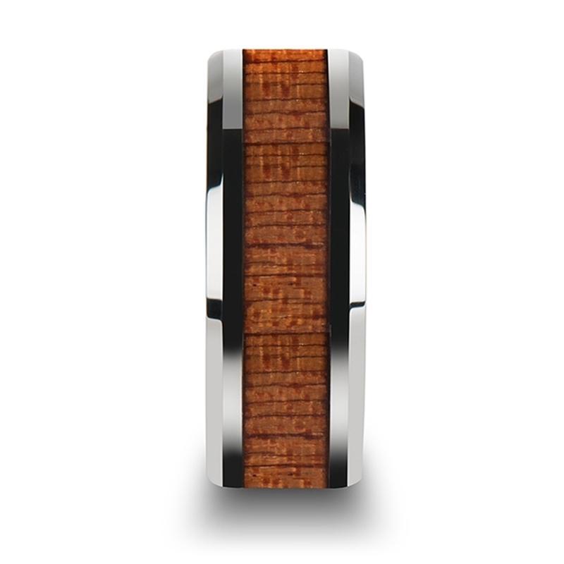 Tungsten Wood Ring - African Sapele Wood Inlay - Tungsten Wedding Band - Polished Finish - 6mm - 8mm - 10mm - Tungsten Wedding Ring