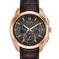 Bulova Curv Rose tone with brown leather strap 97A124