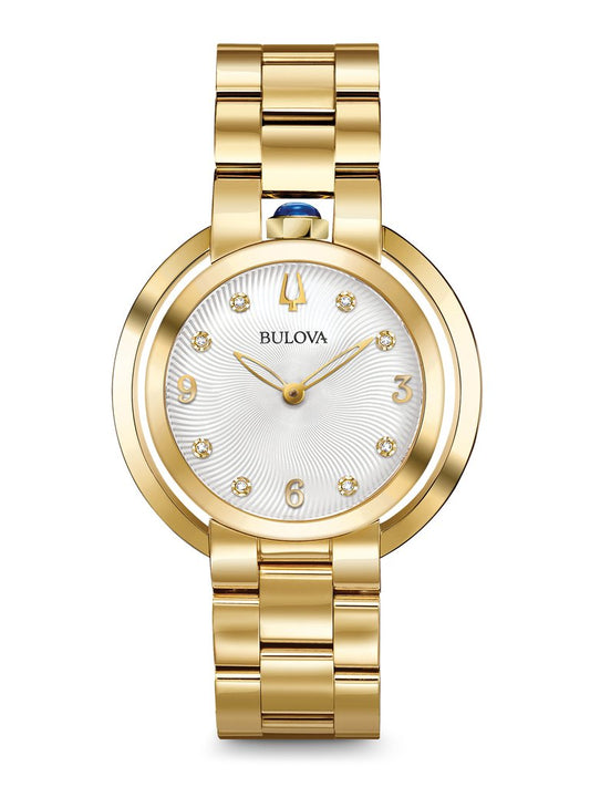 Bulova Rubaiyat gold tone watch Silver Dial 97p125