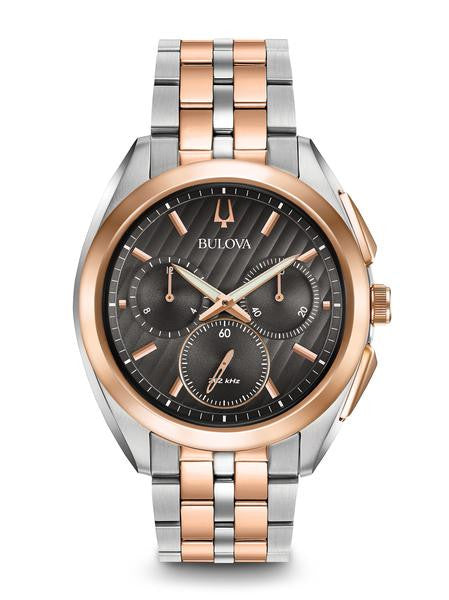 Bulova Curv rose gold two tone choclate 98a160