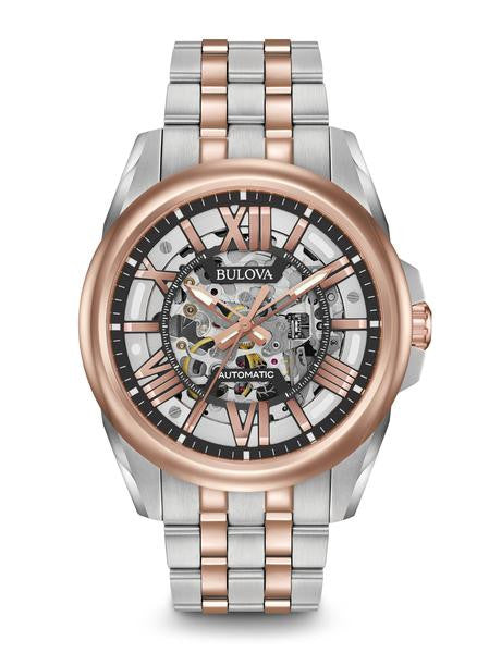 Bulova Stainless Steel with Rose Accent Automatic 98a166