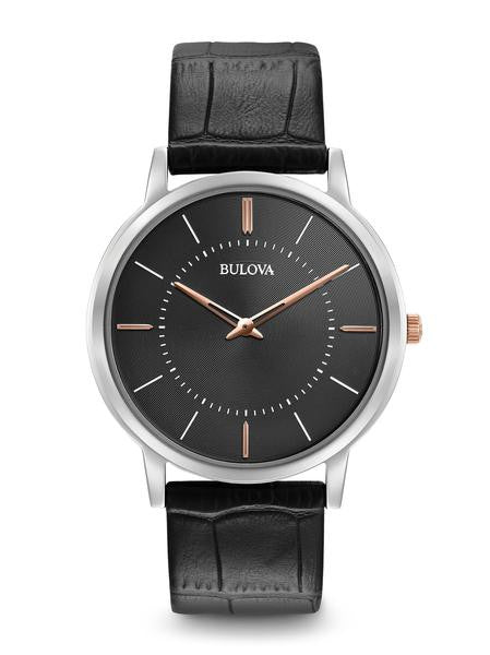 Bulova Classic Stainless steel and leather with Black Dial 96a167