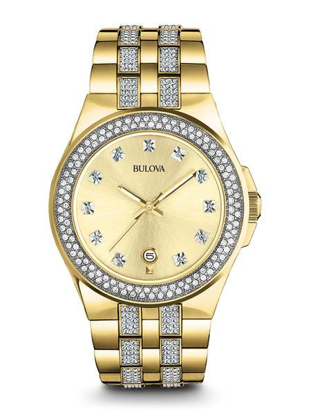 Bulova Gold plated Swarovski Crystal watch 98b174
