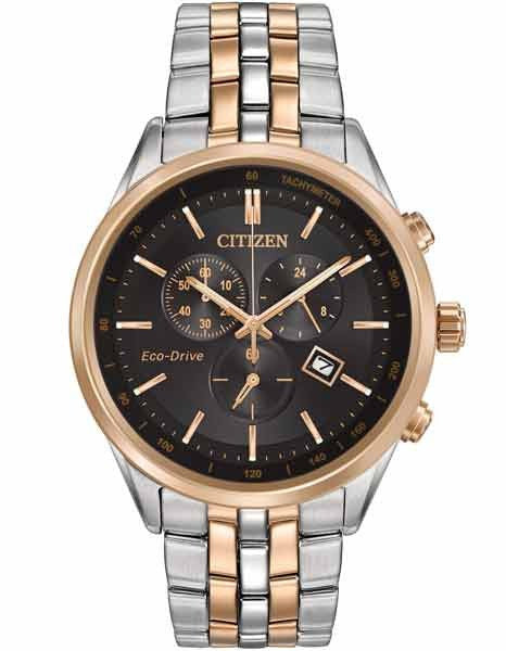 Citizen Eco Drive Chrono Dress watch two tone rose/steel AT2146-59E