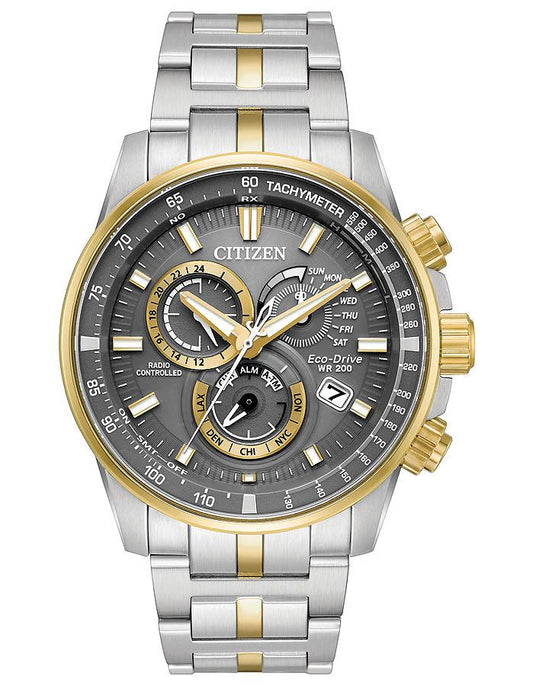 Citizen Eco-Drive watch PCAT Perpetual chrono AT two tone gray dial AT4124-51H