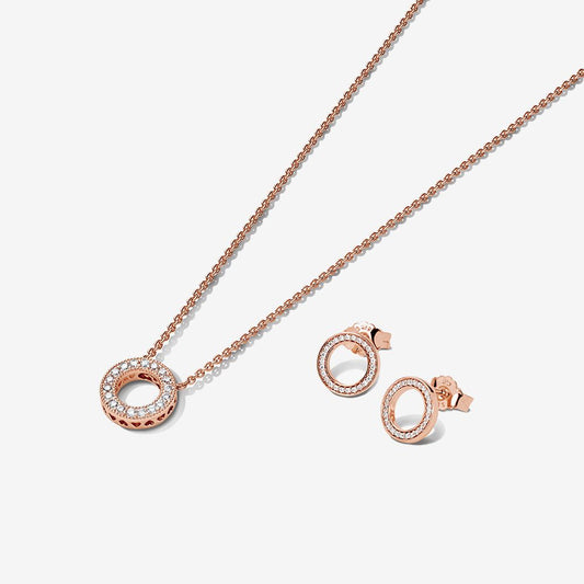 Sparkling Pave Circle Jewelry Gift Set