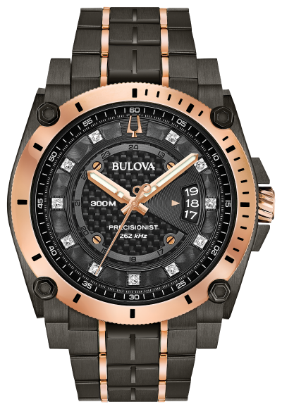 Bulova Precisionist Stainless Black and Rose Tone 98D149