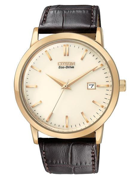 Citizen Eco drive mens strap rose tone with champagne dial BM7193-07B