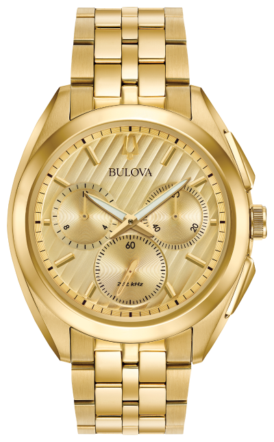 Bulova CURV Chronograph Gold-Tone Stainless Steel Watch 97A125