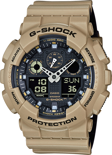 Men's Casio G-Shock Anti-Magnetic Khaki and Black Resin Watch GA100L-8A