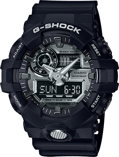 Men's Casio G-Shock GA700 Black and Silver-Tone Resin Watch GA710-1A