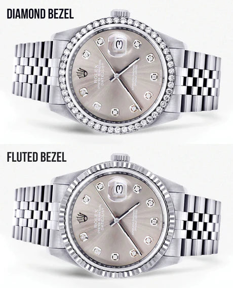 Womens Rolex Watch Datejust 16200 | 36Mm | Grey Dial | Jubilee Band