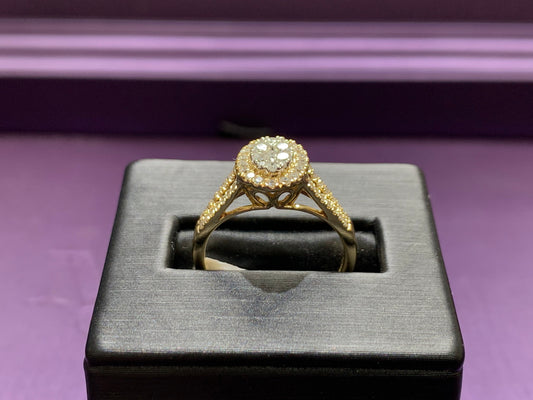 10kt Yellow Gold 1/2ctw Diamond Oval Cluster with Halo