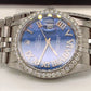Rolex 16014 Stainless Steel 36mm Blue Roman numeral Diamond dial with diamond bezel