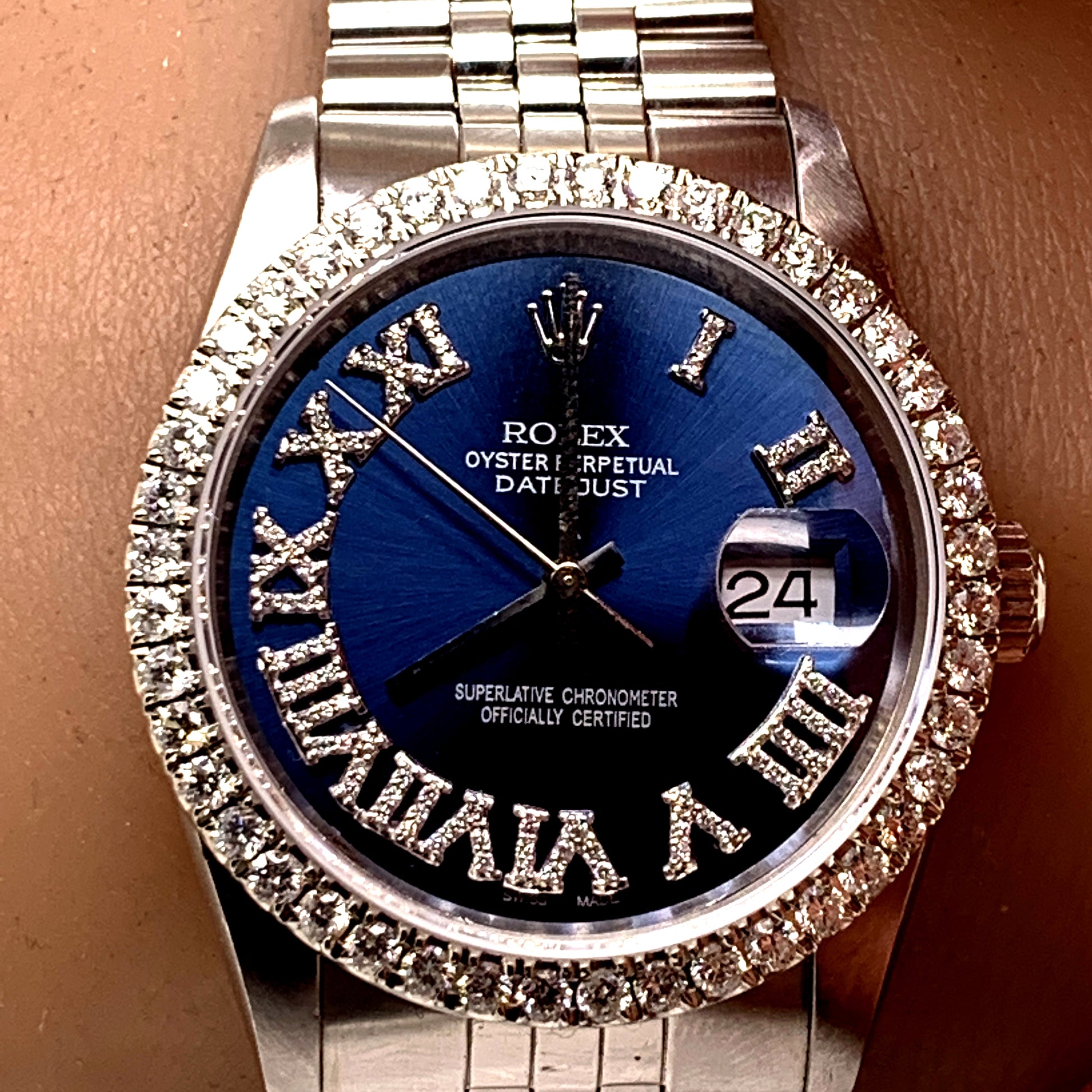 Rolex 16014 Stainless Steel 36mm Blue Roman numeral Diamond dial