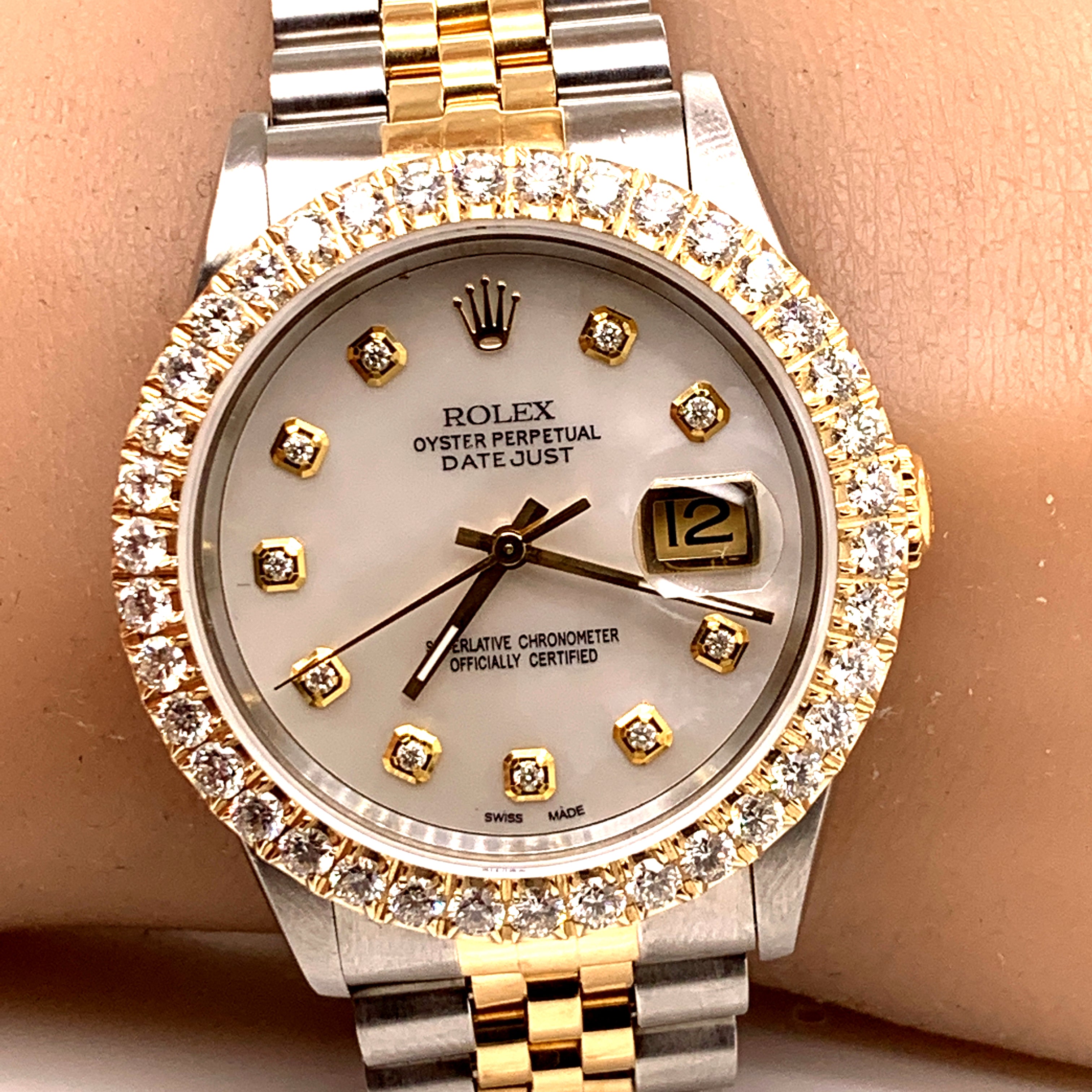 Rolex datejust two deals tone diamond bezel