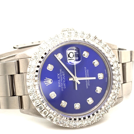 Rolex Datejust Stainless Steel 16030 Oyster band 2ctw diamond bezel