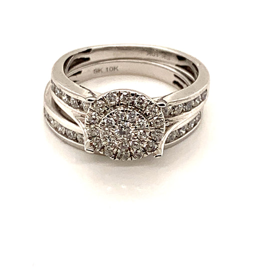 10k White Gold 1ctw Ladies Diamond Wedding Set