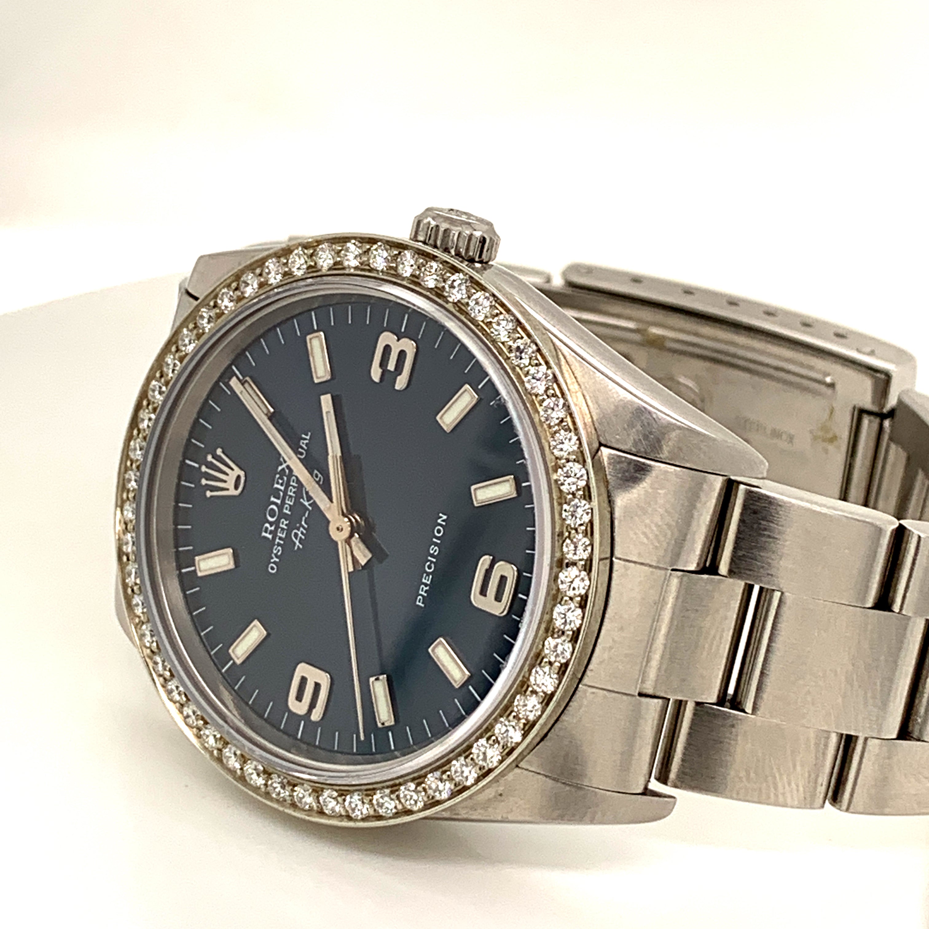 Rolex Air King SS 14000 Blue Dial Monica Jewelers