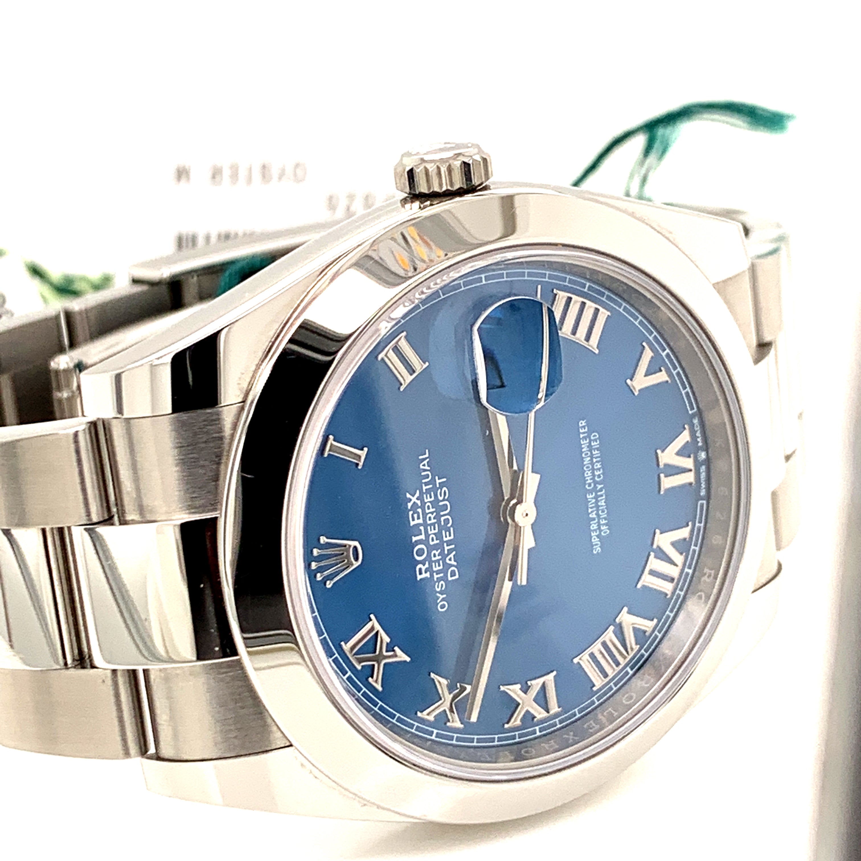 Rolex Datejust 41mm SS Azzurro Blue Roman Dial 116300 Monica