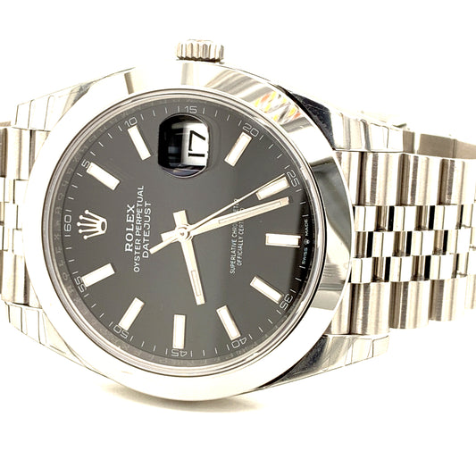 Rolex Datejust 41 Black Dial Jubilee Bracelet Men's Watch 126300