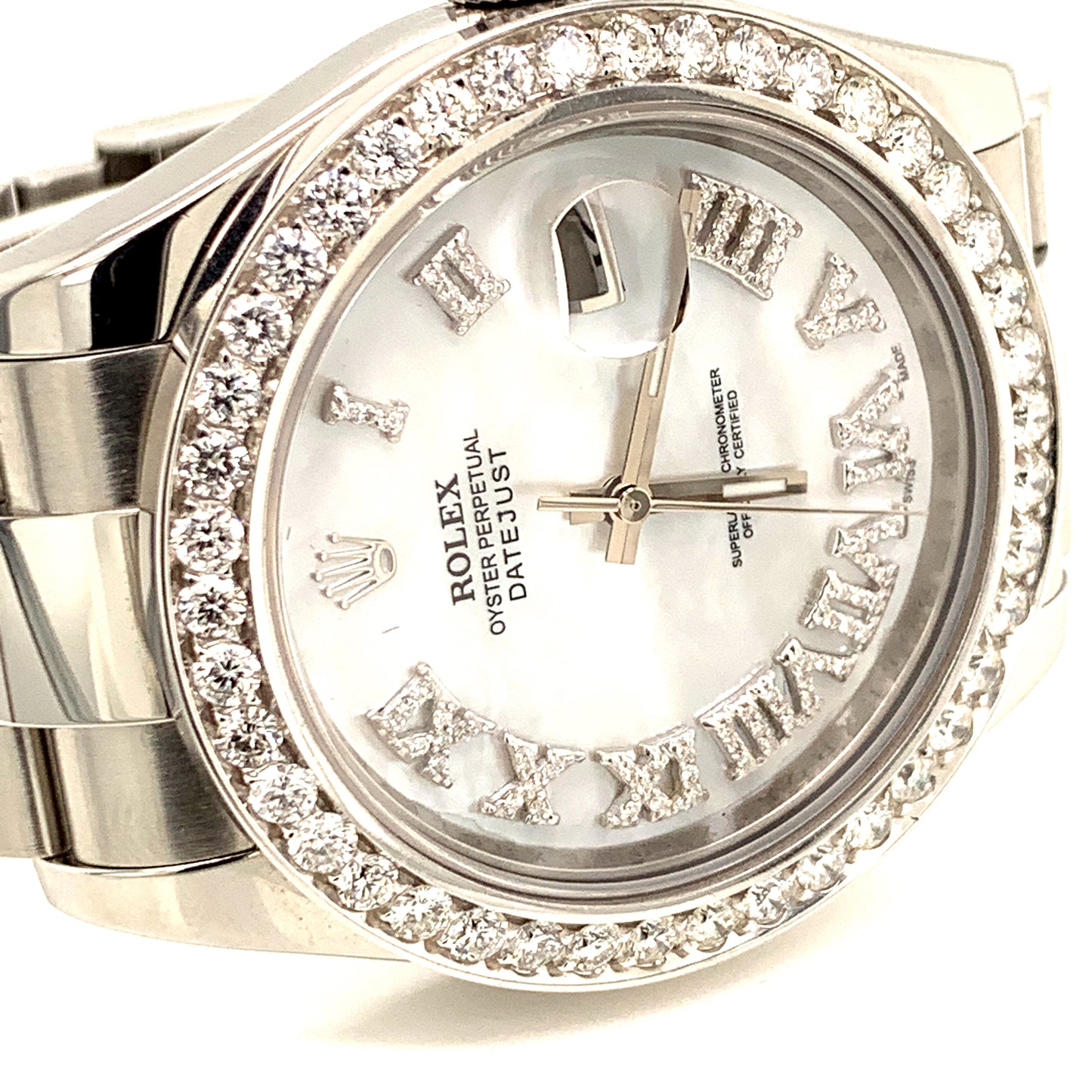 Rolex Datejust II 41mm SS White Mother Of Pearl Roman Dial 116300 2013 116300