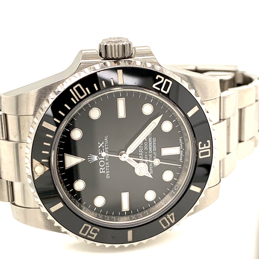 Rolex 114060 Stainless Steel Submariner 40mm Black Dial Ceramic Box and Papers