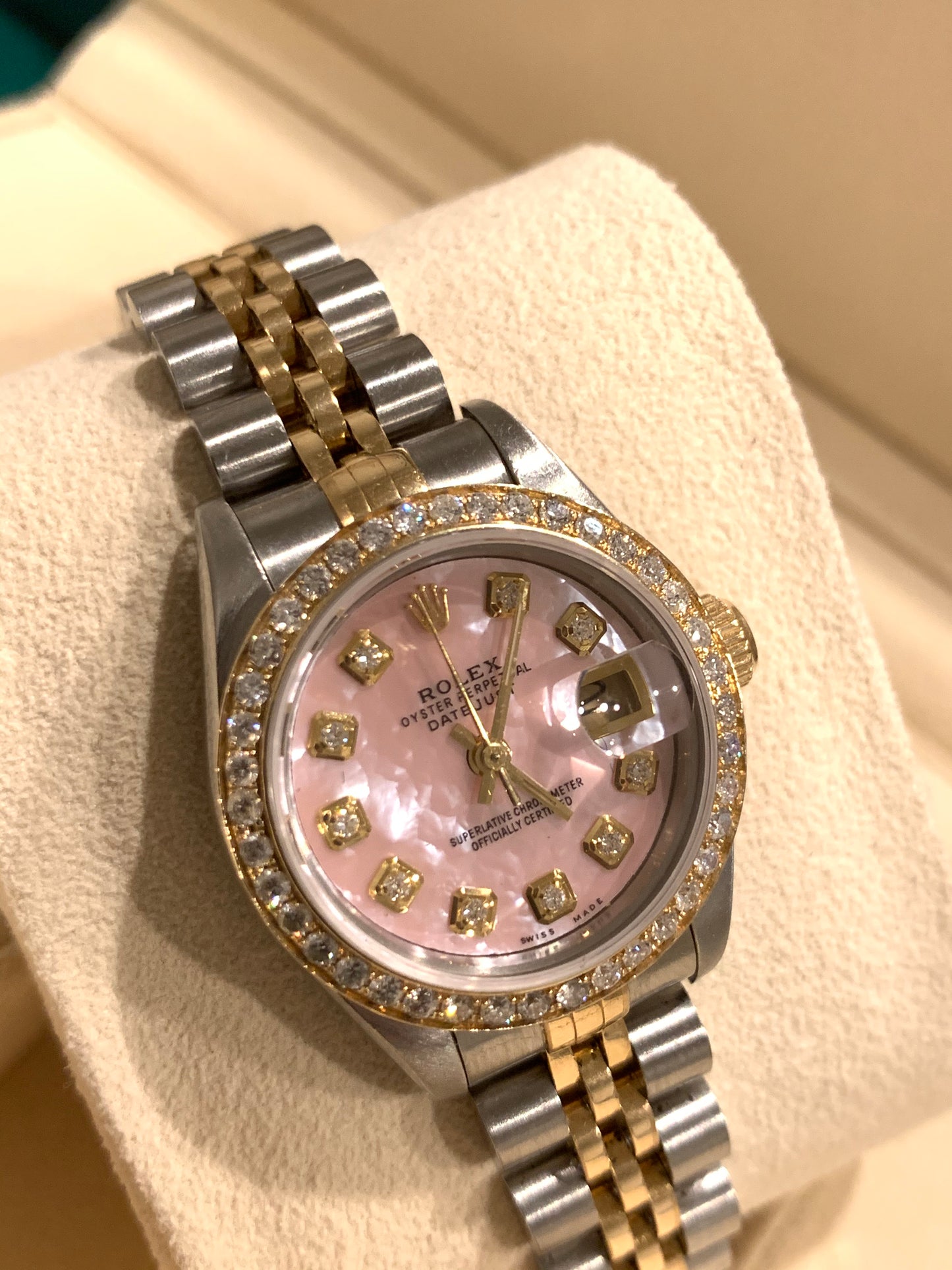 Rolex Datejust Ladies 26mm Jubilee Pink Mop with Diamond bezel