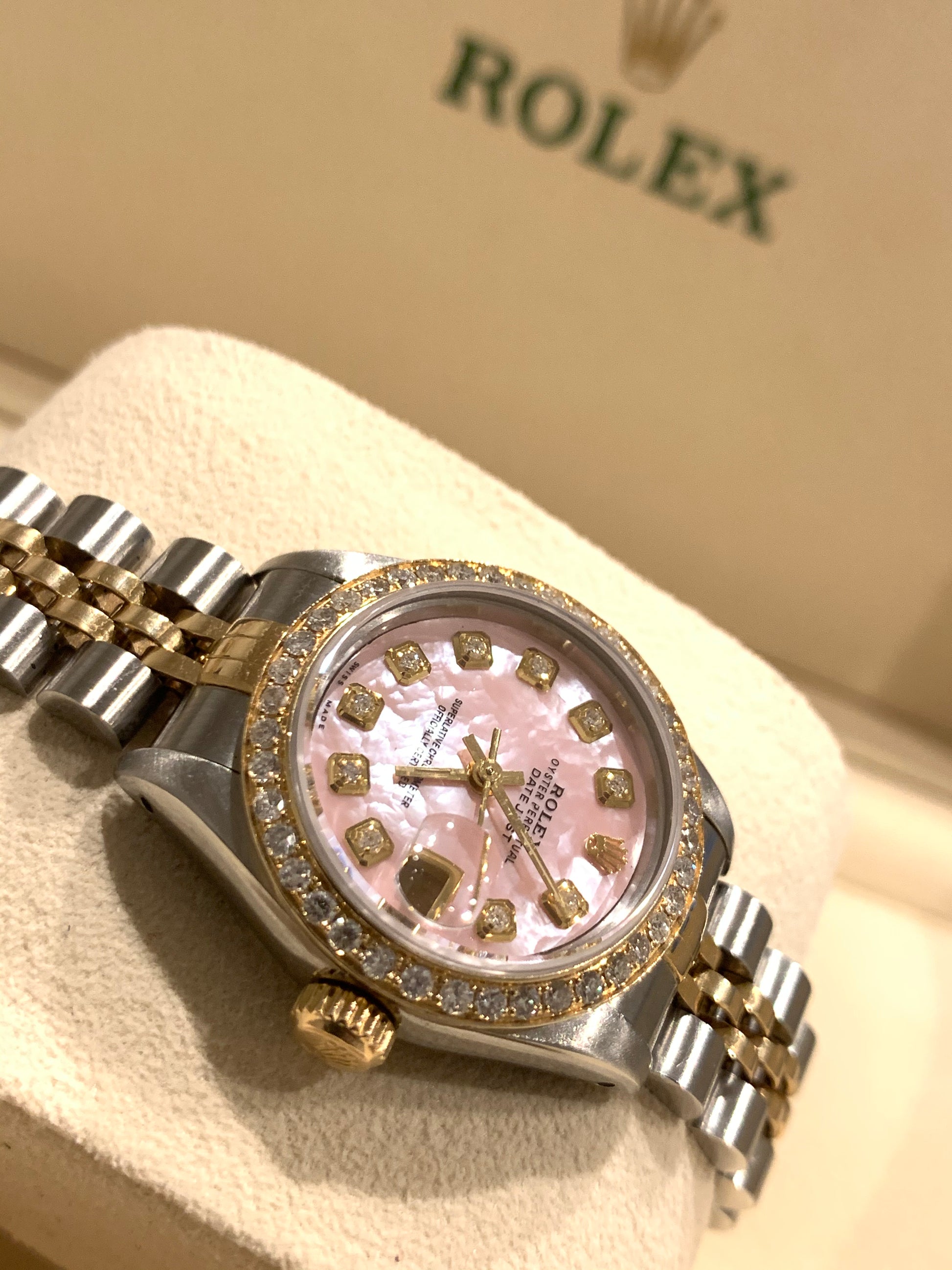 Rolex Ladies 26mm Jubilee Pink Mop with Diamond bezel – Monica