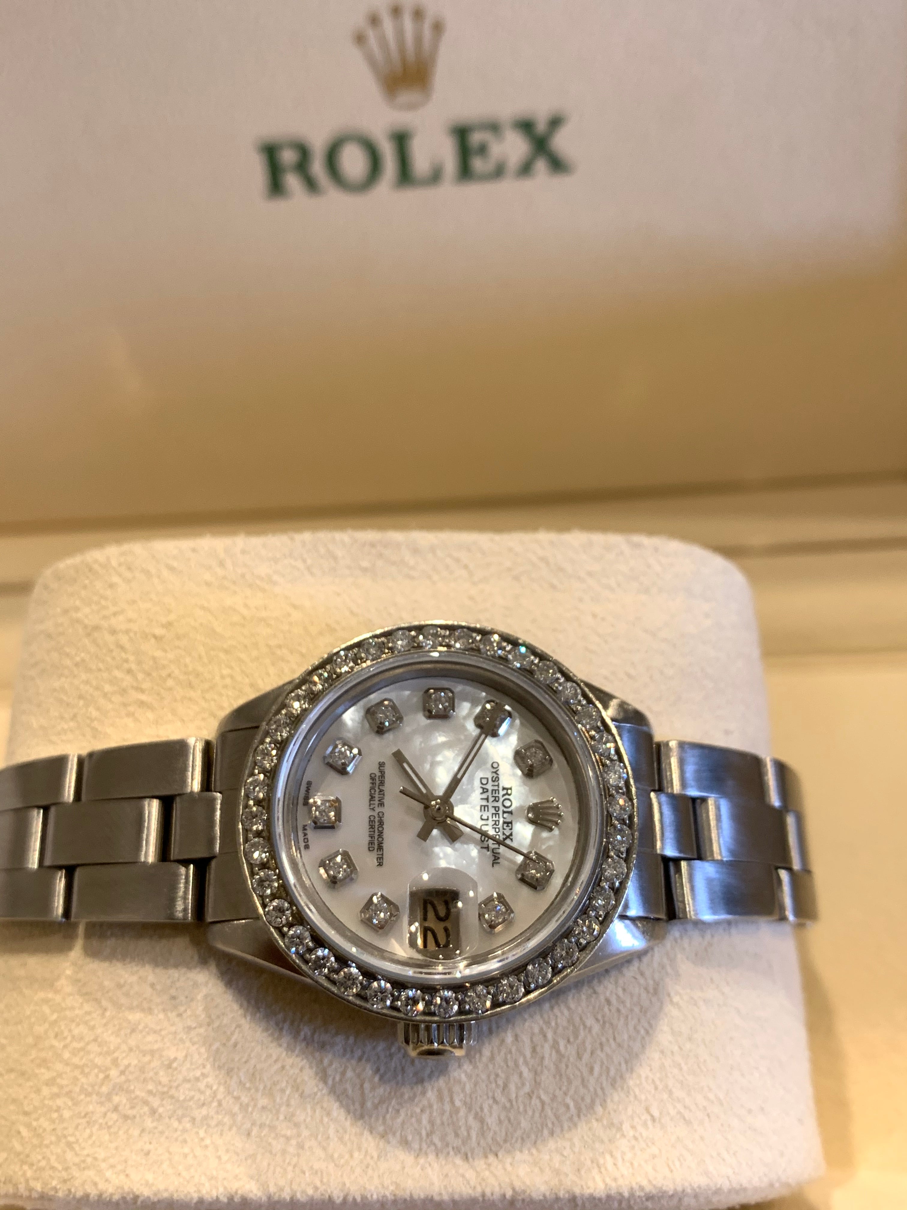 Rolex oyster perpetual datejust womens outlet diamonds