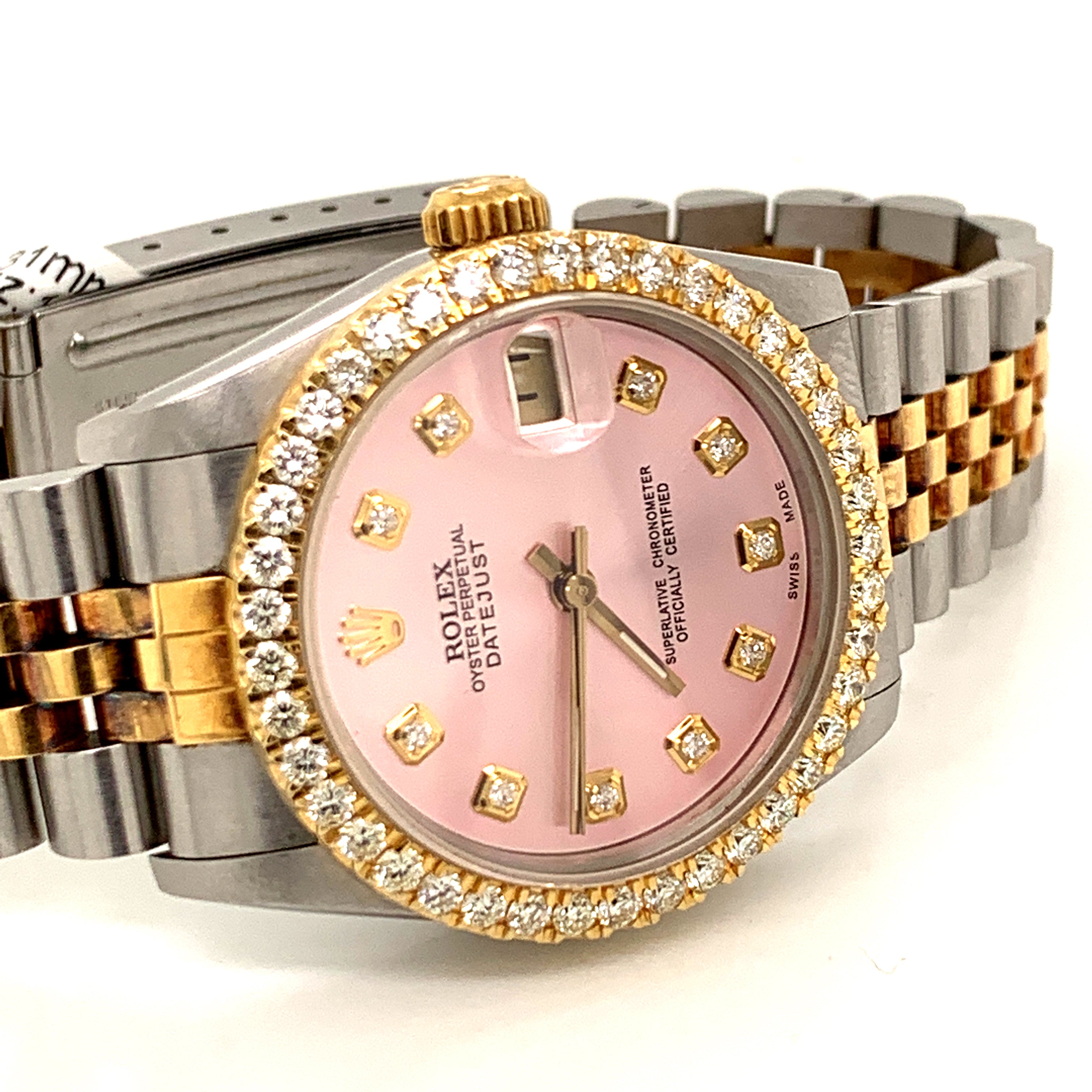 Rolex women's pink outlet face watch