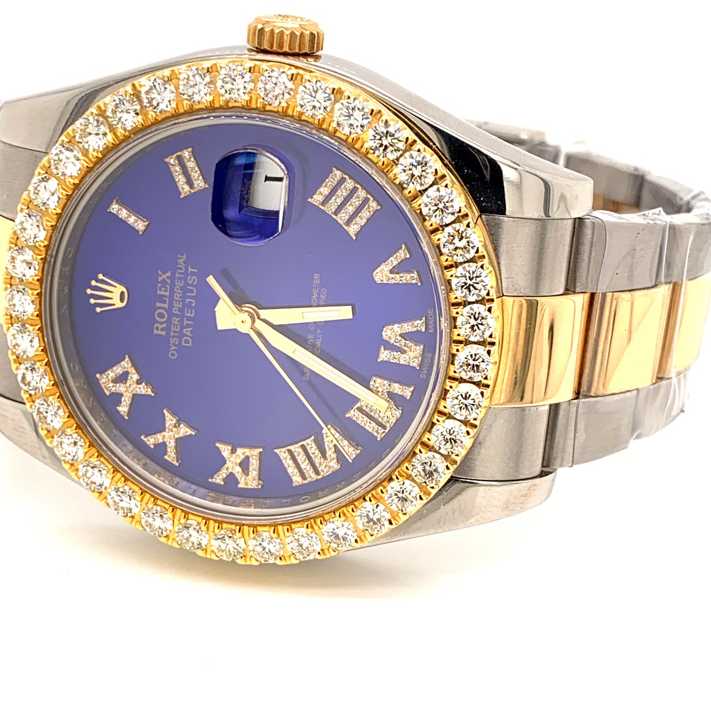 Rolex 116333 Datejust II 18k Stainless Steel 41mm Blue Roman Diamond dial with Diamond Bezel