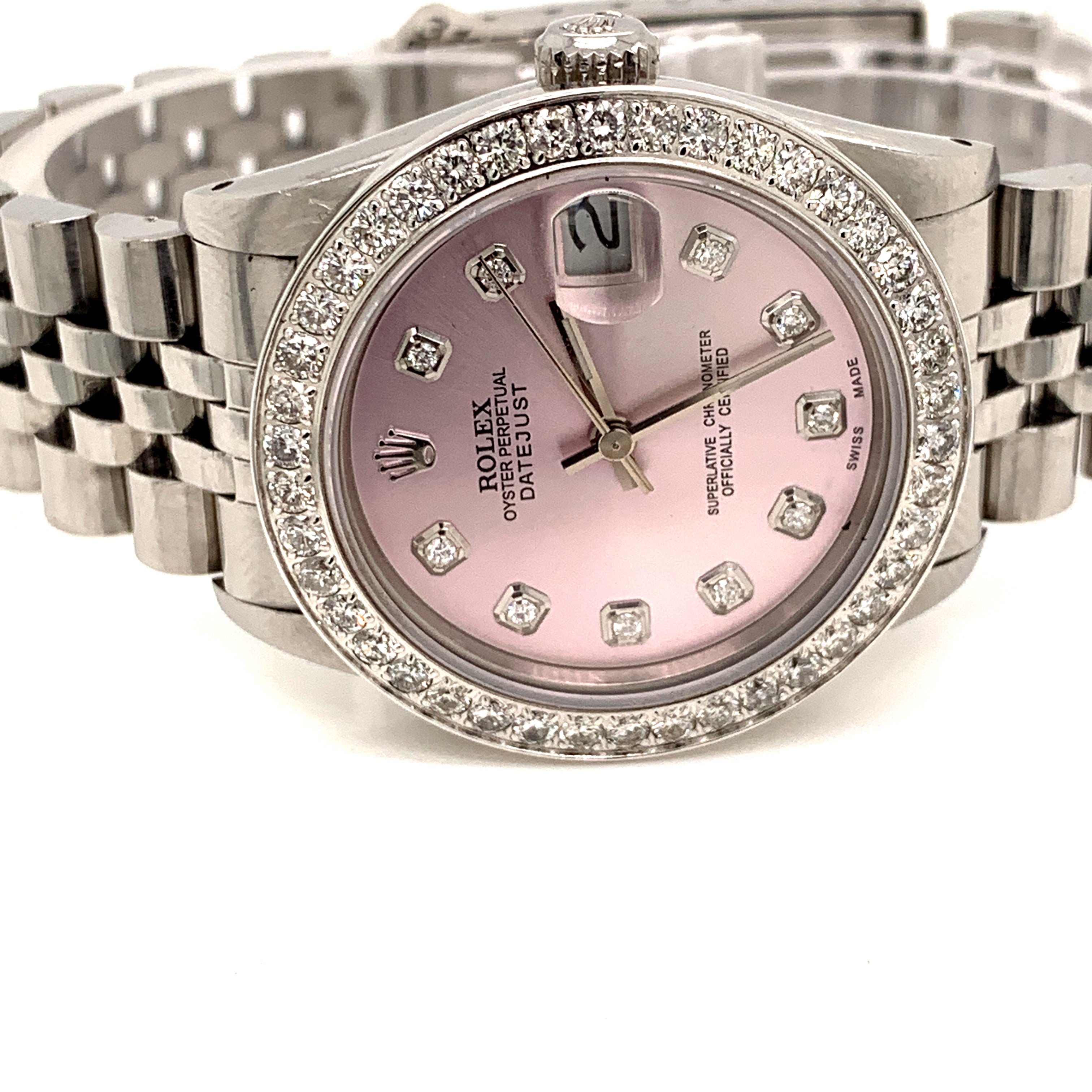 Rolex datejust pink outlet diamond dial