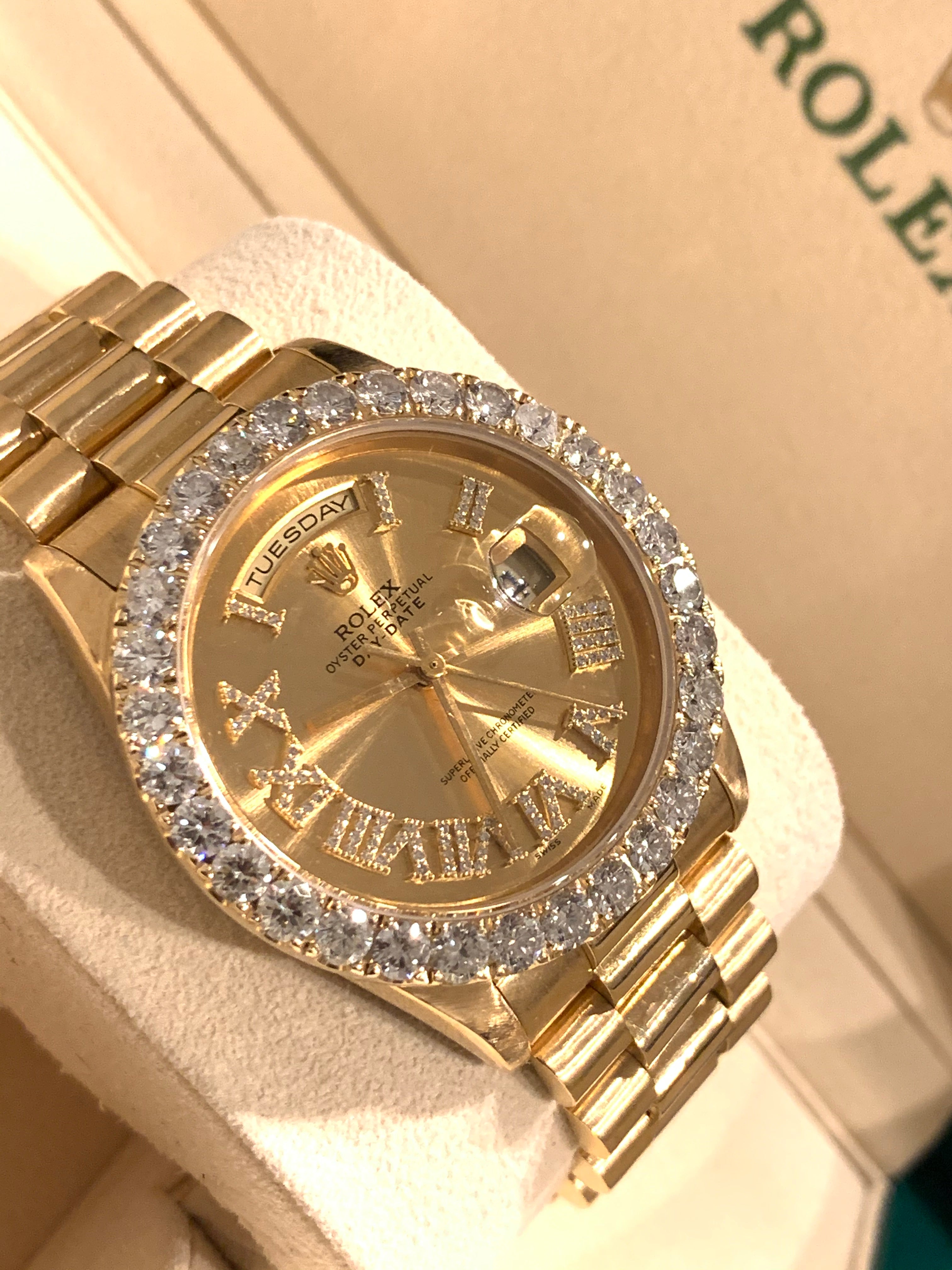 Mens presidential rolex outlet with diamond bezel