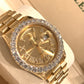 Rolex President Day Date 18238 18k Yellow Gold Champagne Roman Numeral Diamond Bezel DQ