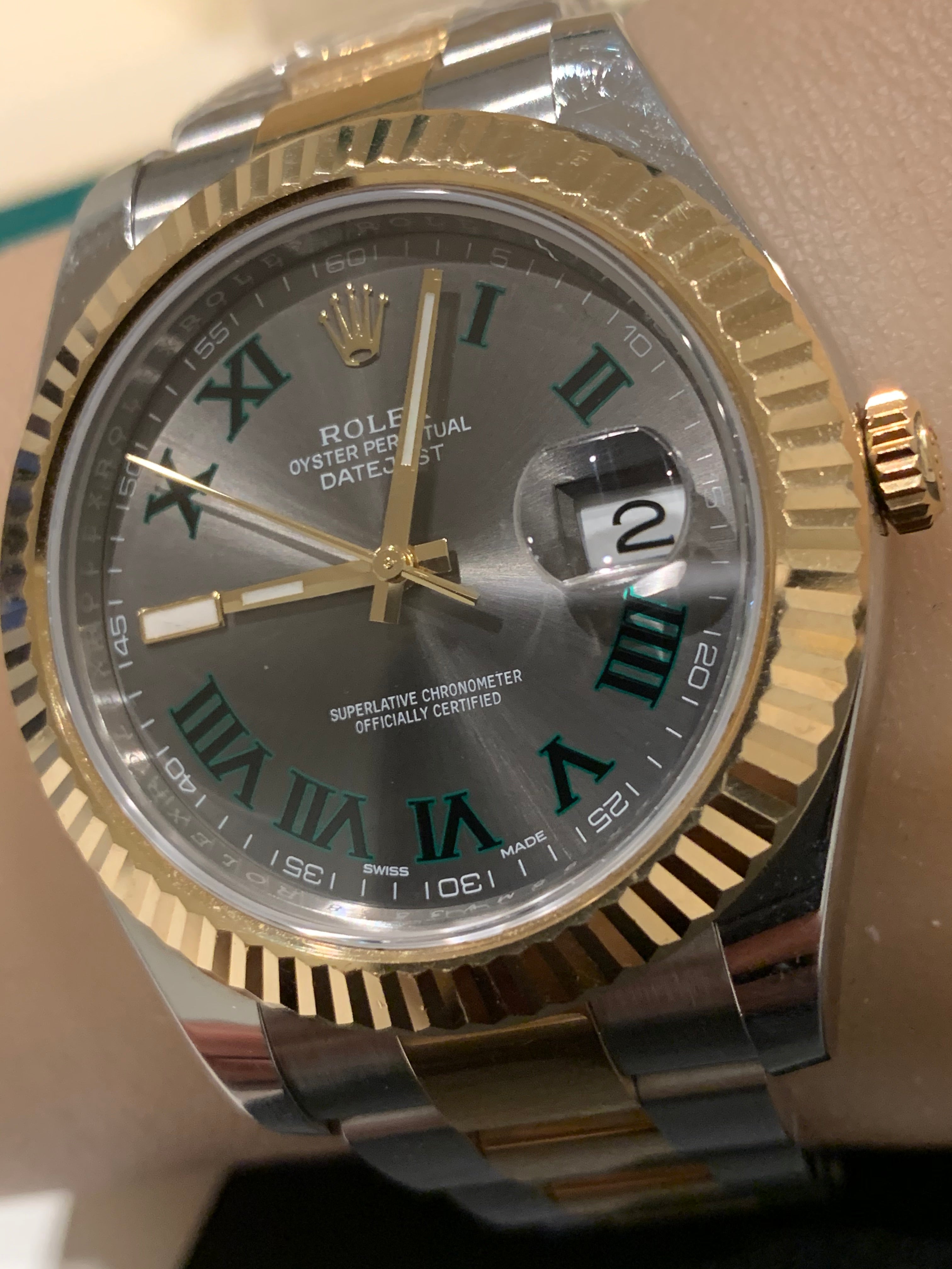 Rolex datejust ii sales green roman numerals