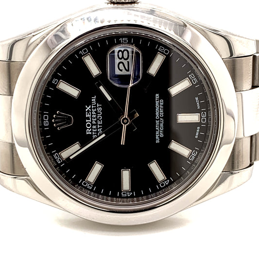 Rolex Datejust II 41mm SS Black Stick Dial 116300