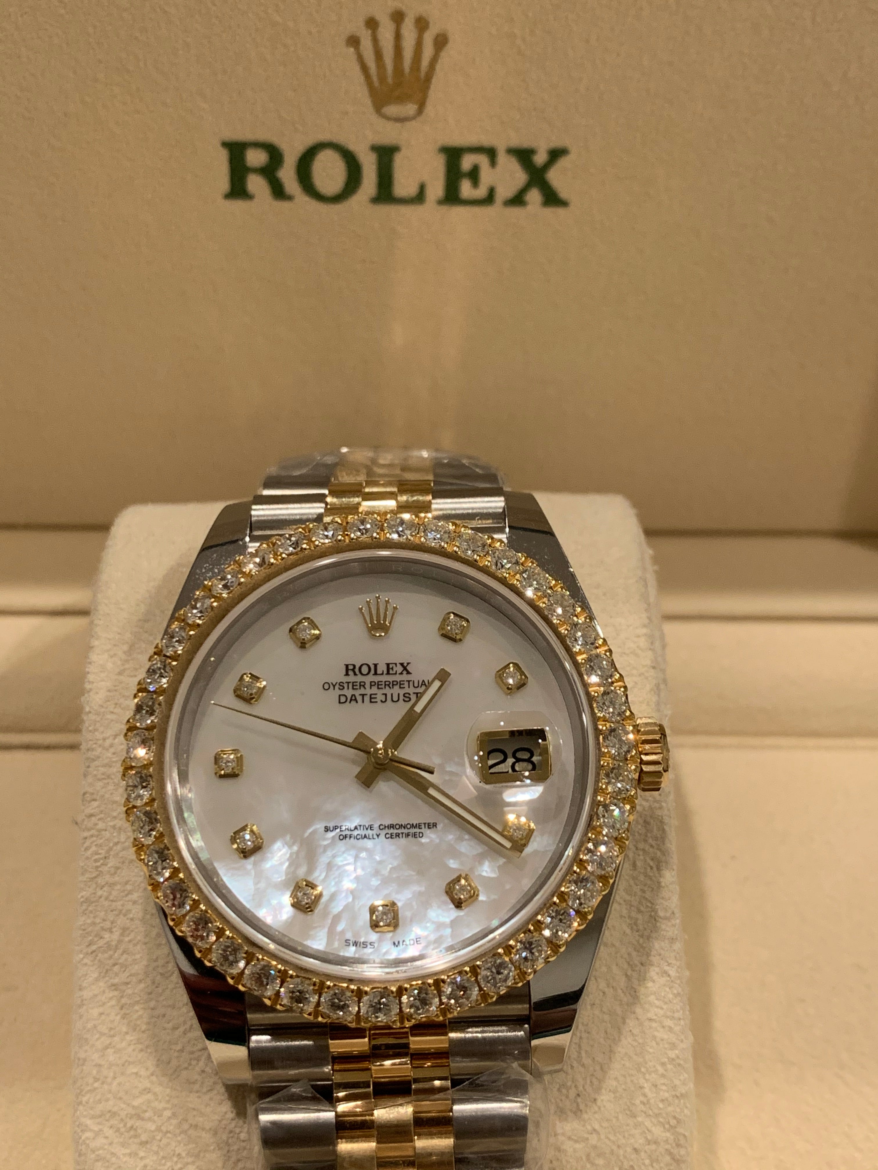 Rolex oyster perpetual datejust mother of on sale pearl diamond watch