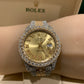 Iced out 18ctw Rolex Datejust 18k/SS 41mm Champagne Roman Numeral Diamond  Dial Jubilee Bracelet Men's Watch 126333