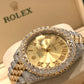 Iced out 18ctw Rolex Datejust 18k/SS 41mm Champagne Roman Numeral Diamond  Dial Jubilee Bracelet Men's Watch 126333