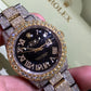 1601 Yellow gold/ Stainless steel Jubilee with Black Roman Numeral Diamond dial 17 carats